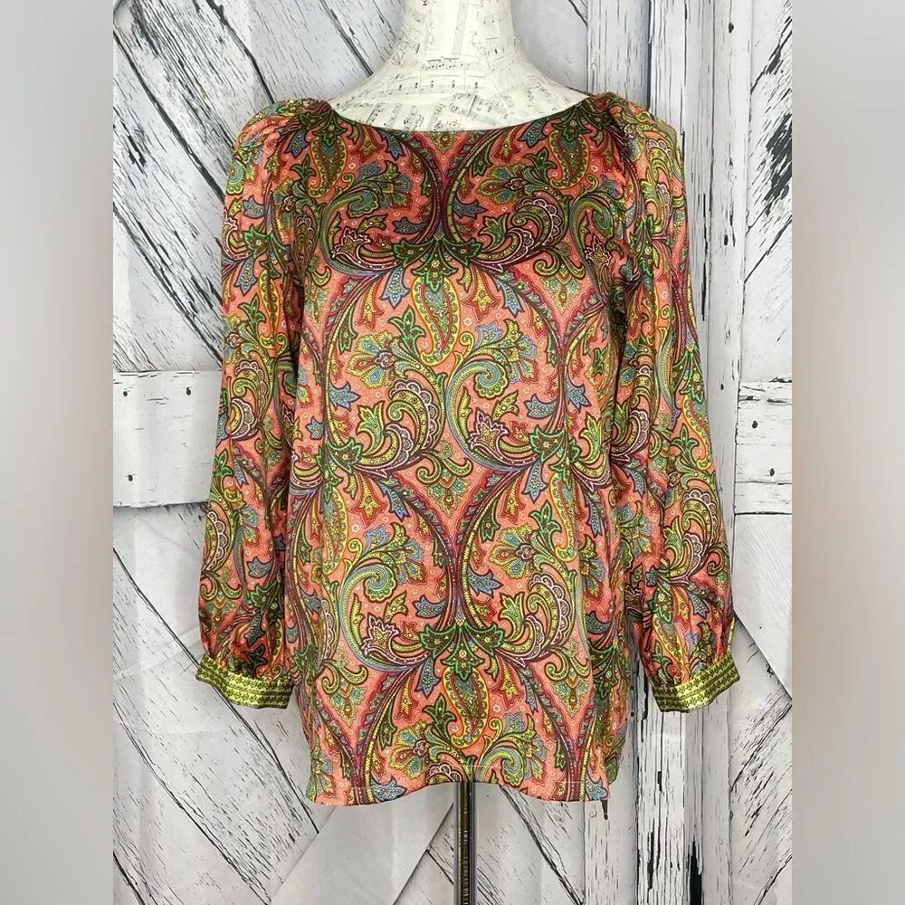 Loft Paisley Satin Blouse XS
